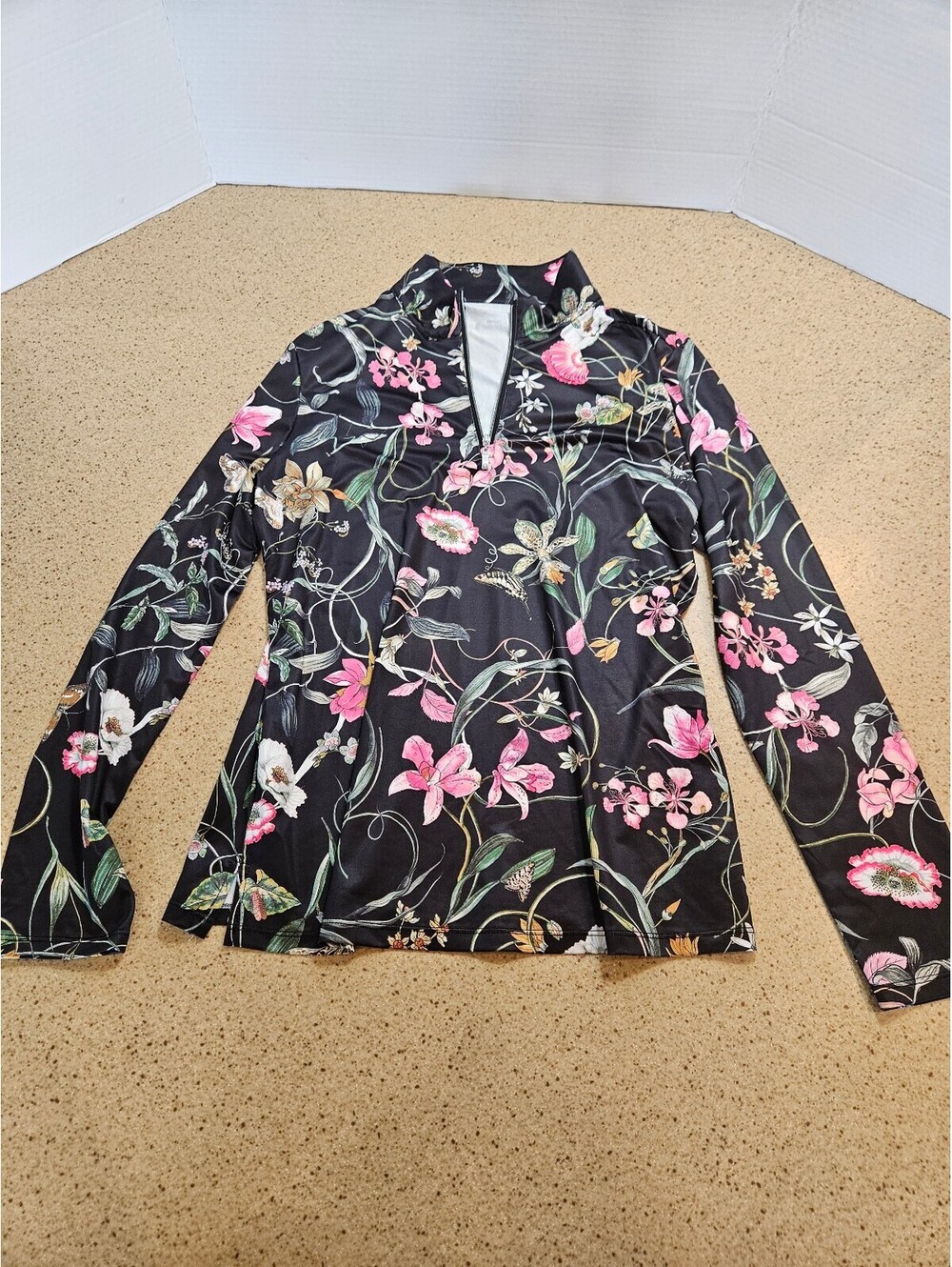 Acegold black floral zip jacket